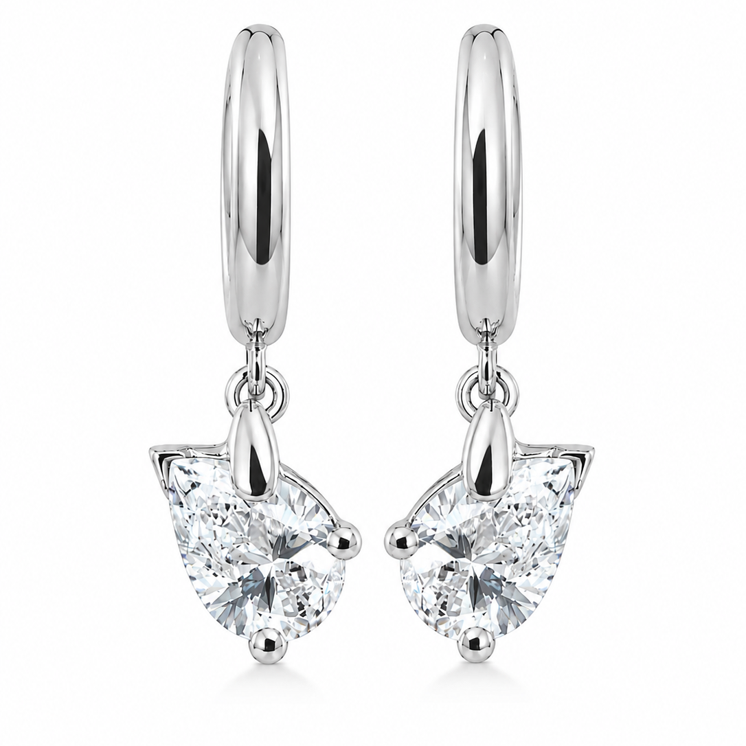 SIDEWAY PEAR CUT DIAMOND DROP HUGGIES
