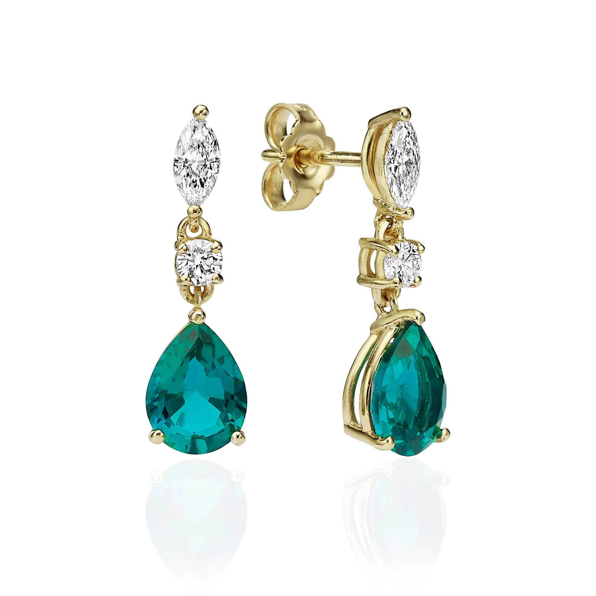 עגילי קוקטייל יהלומים דרופ טיפה