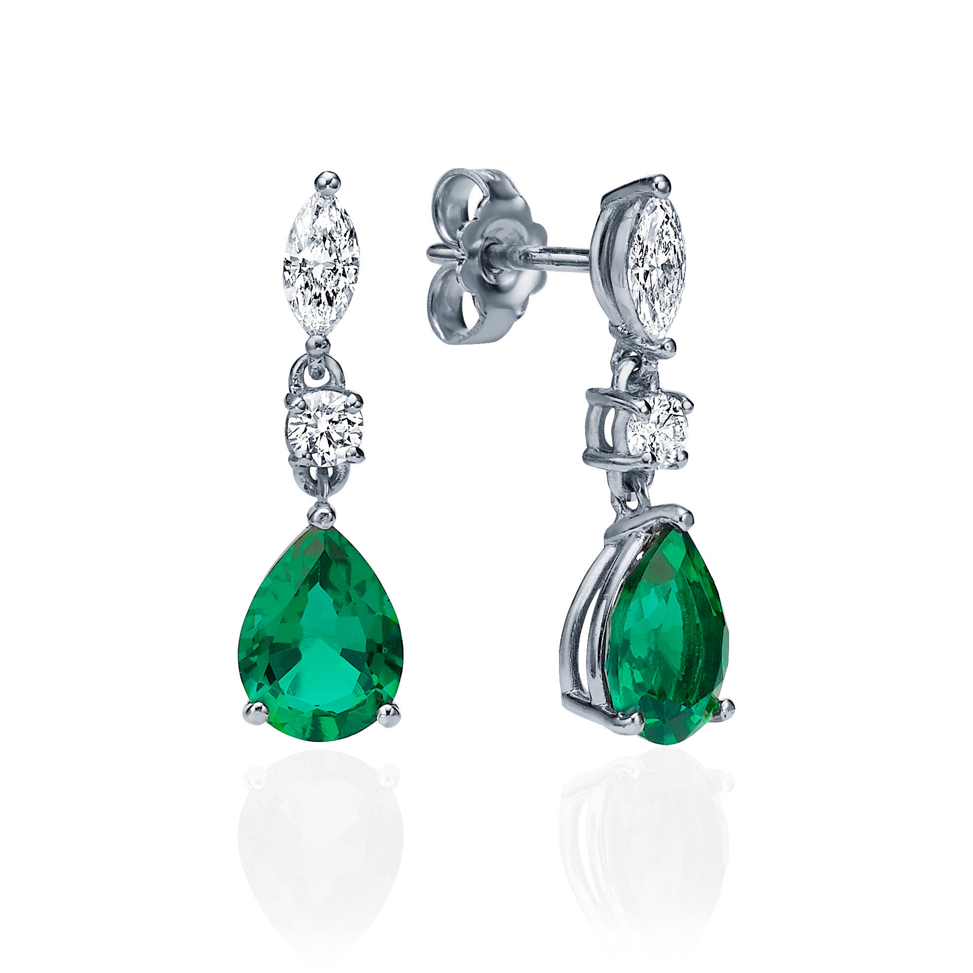 עגילי קוקטייל יהלומים דרופ טיפה