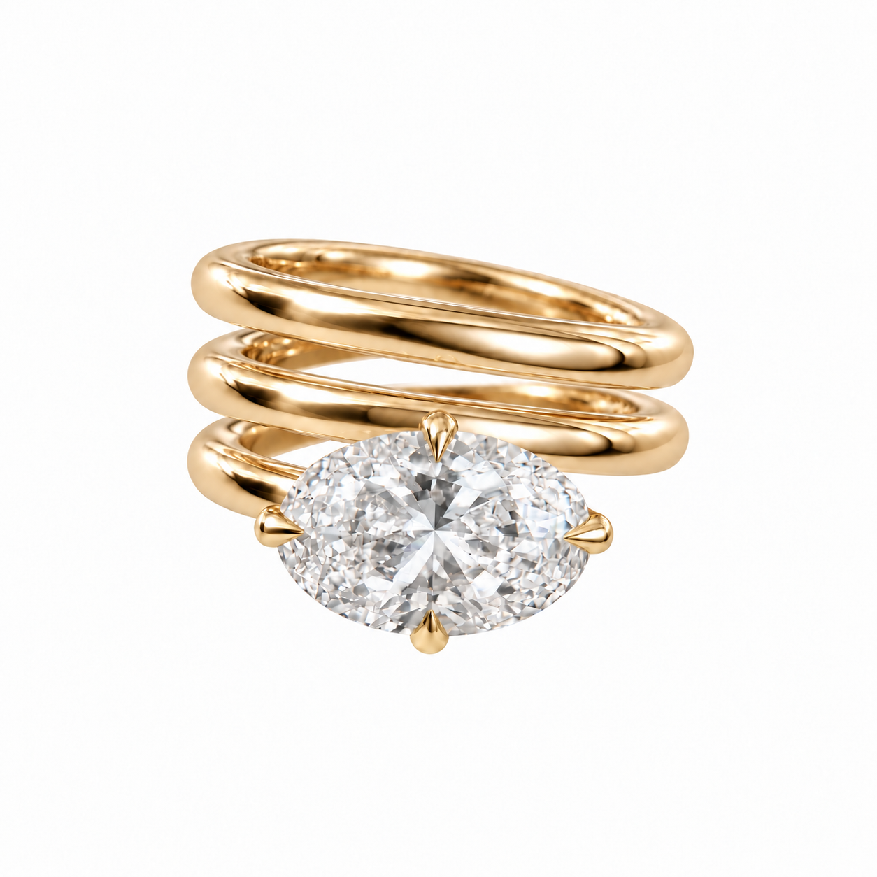 2CT OVAL SPIRAL DIAMOND RING