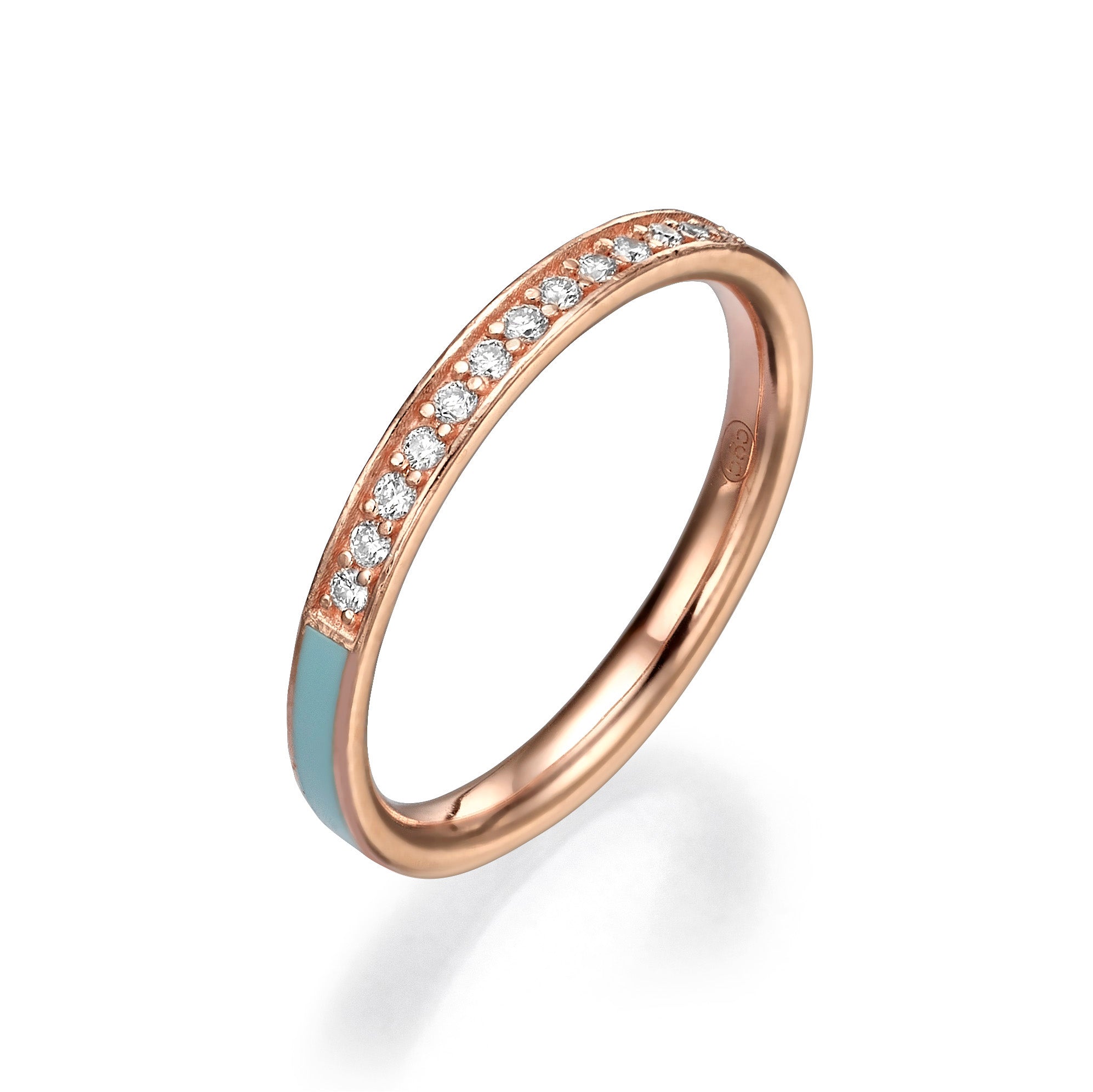 BLUE ENAMEL AND DIAMOND RING