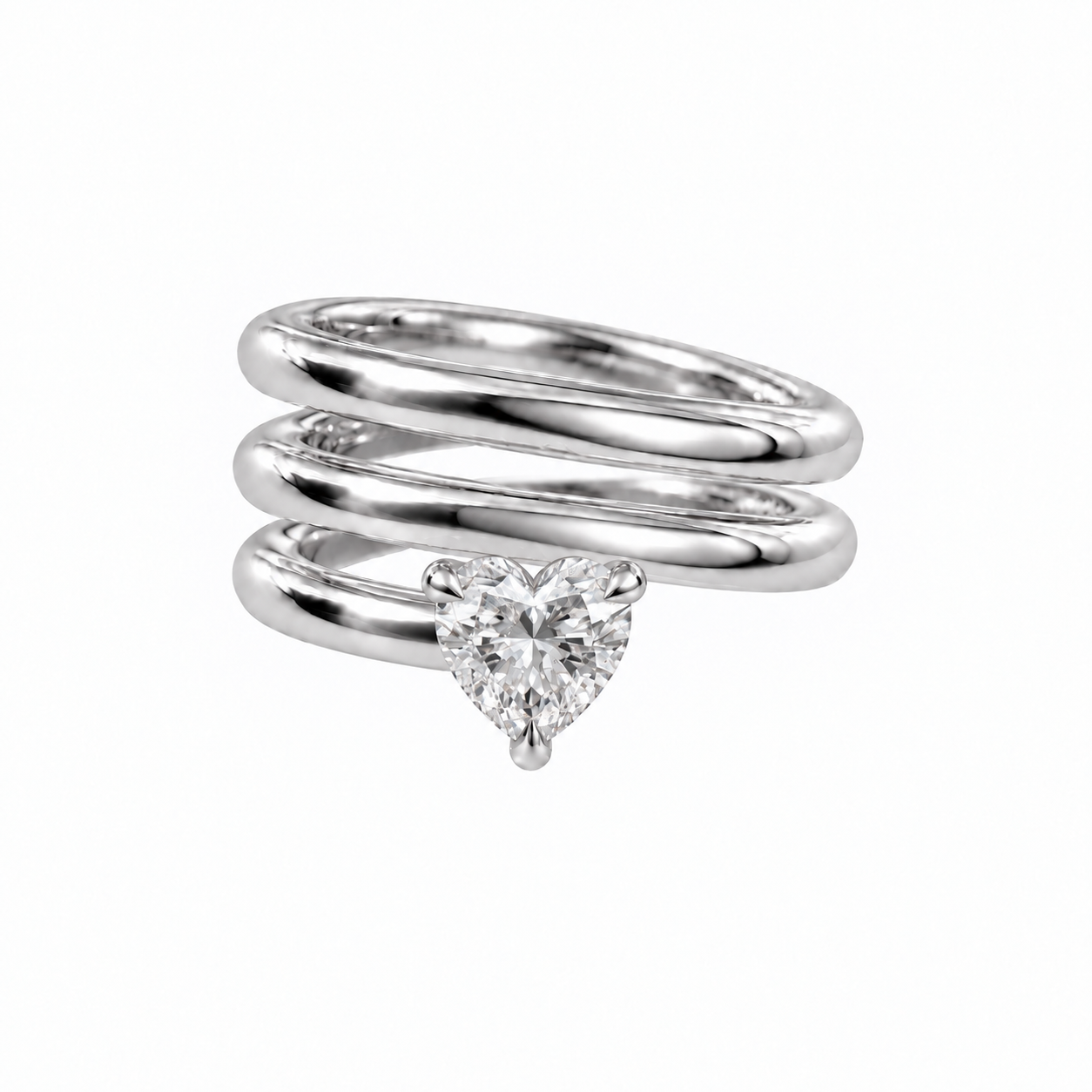 1CT HEART SPIRAL DIAMOND RING