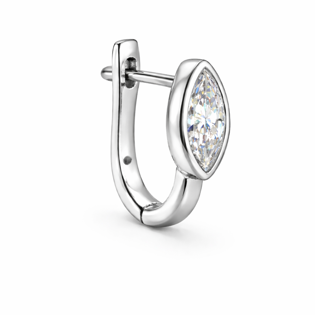 FLAT GOLD HUGGIES WITH MARQUISE DIAMOND