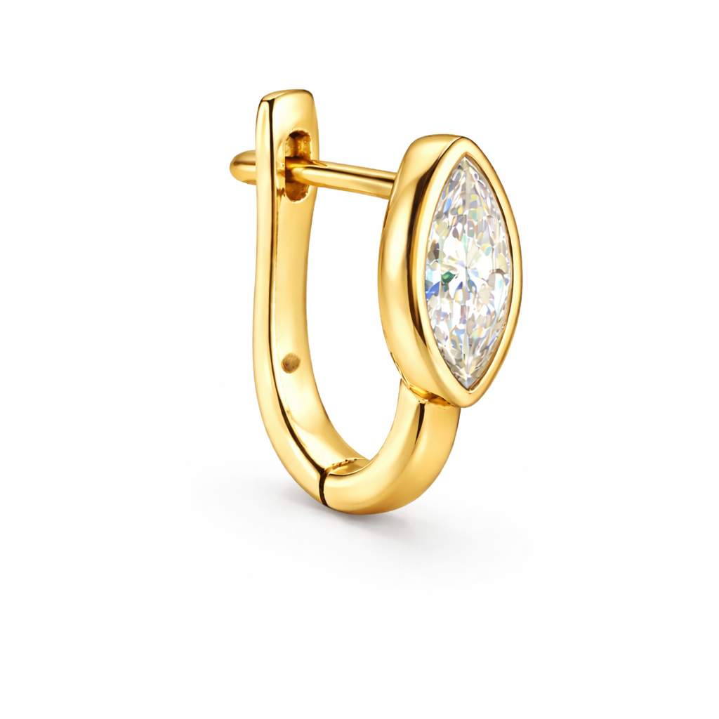 FLAT GOLD HUGGIES WITH MARQUISE DIAMOND
