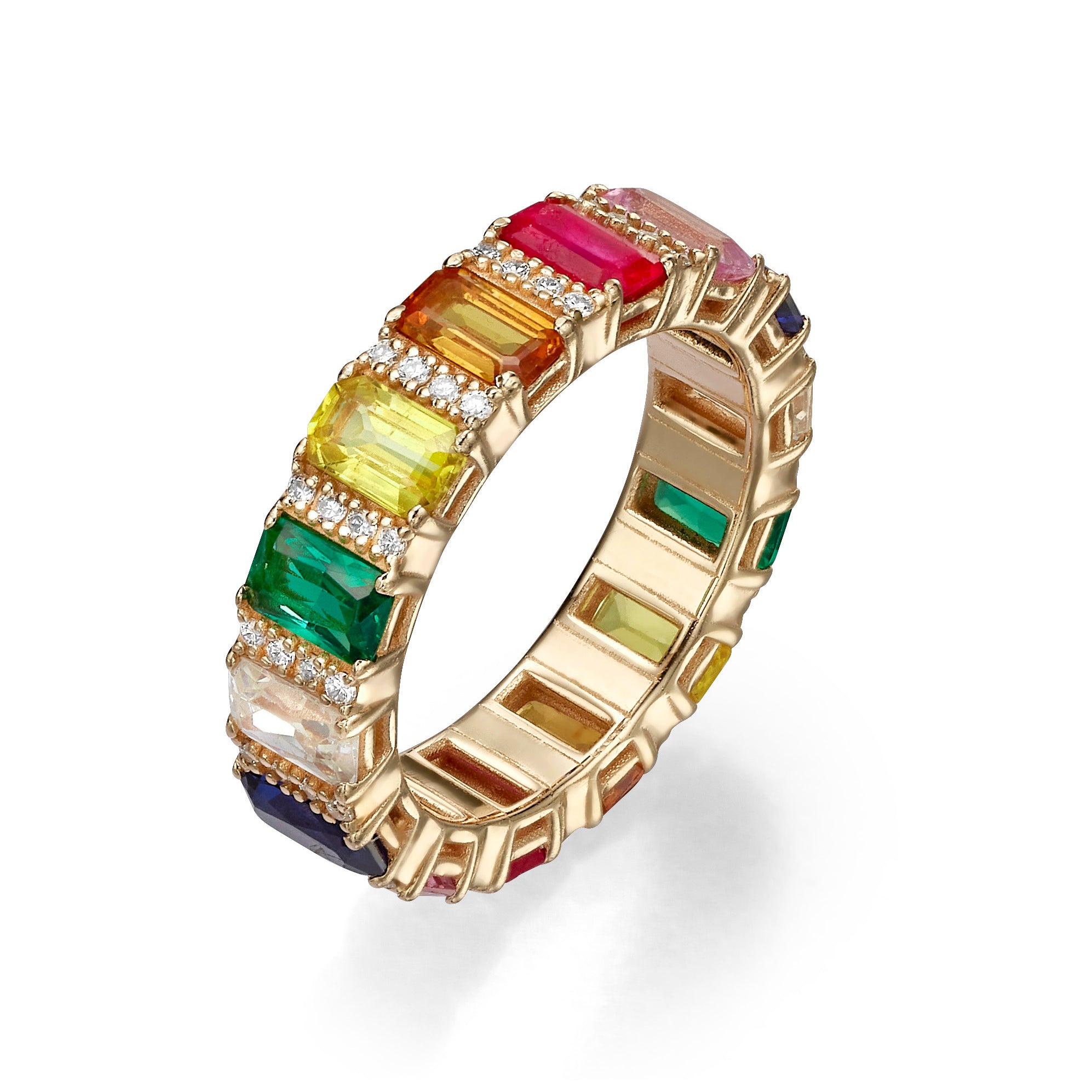 RAINBOW SAPPHIRE AND DIAMOND RING