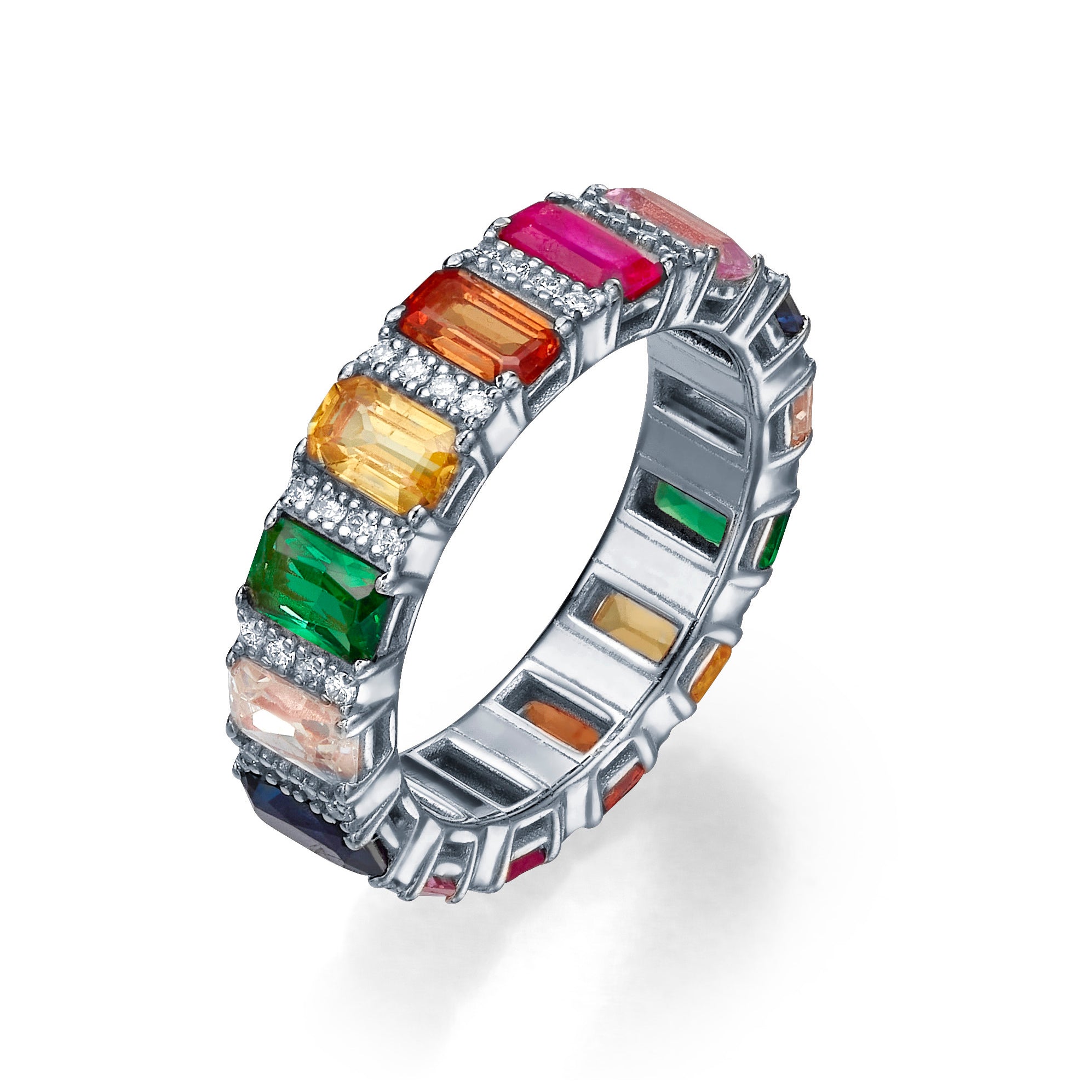 RAINBOW SAPPHIRE AND DIAMOND RING