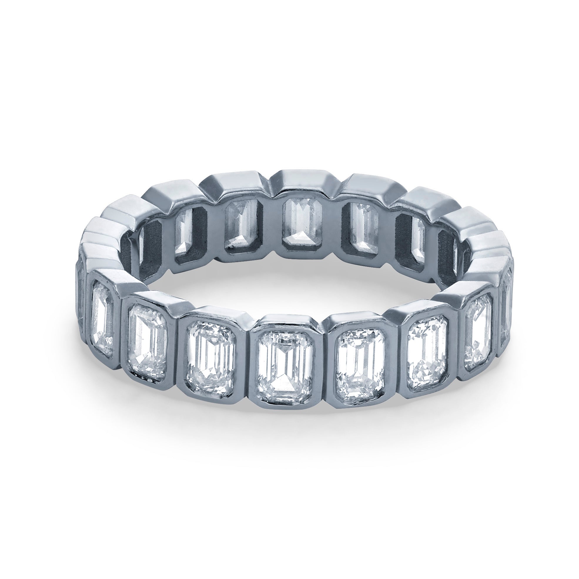 BEZEL SET EMERALD CUT ETERNITY BAND