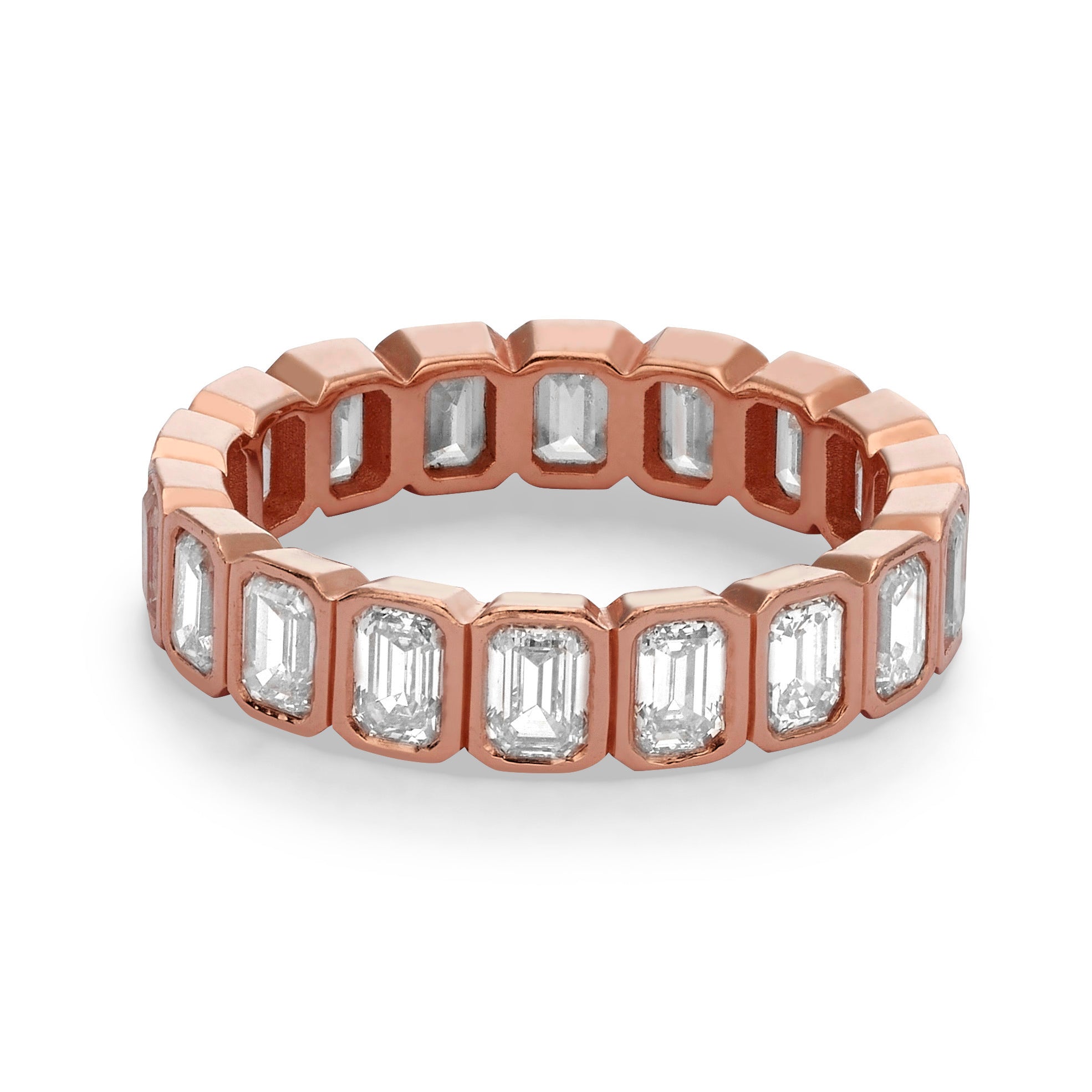 BEZEL SET EMERALD CUT ETERNITY BAND