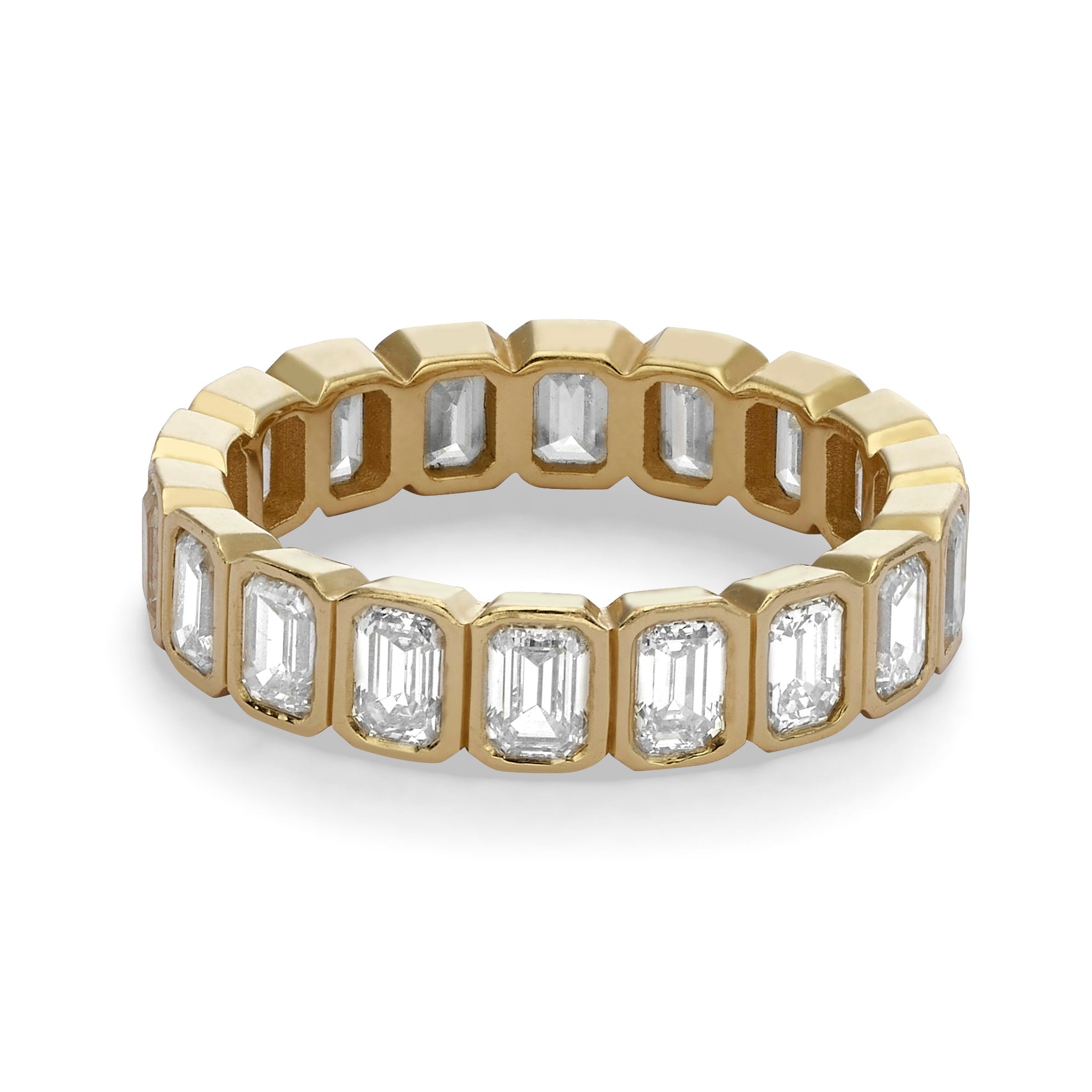 BEZEL SET EMERALD CUT ETERNITY BAND