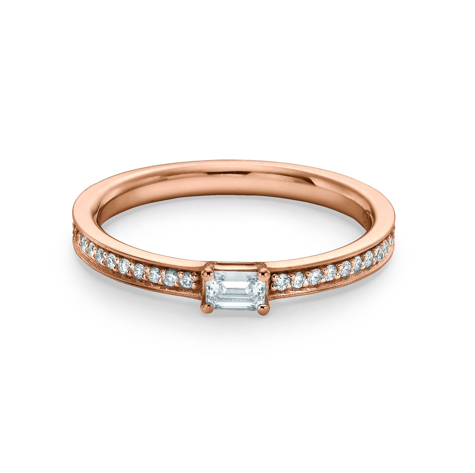 EMERALD CUT DIAMOND PAVE RING