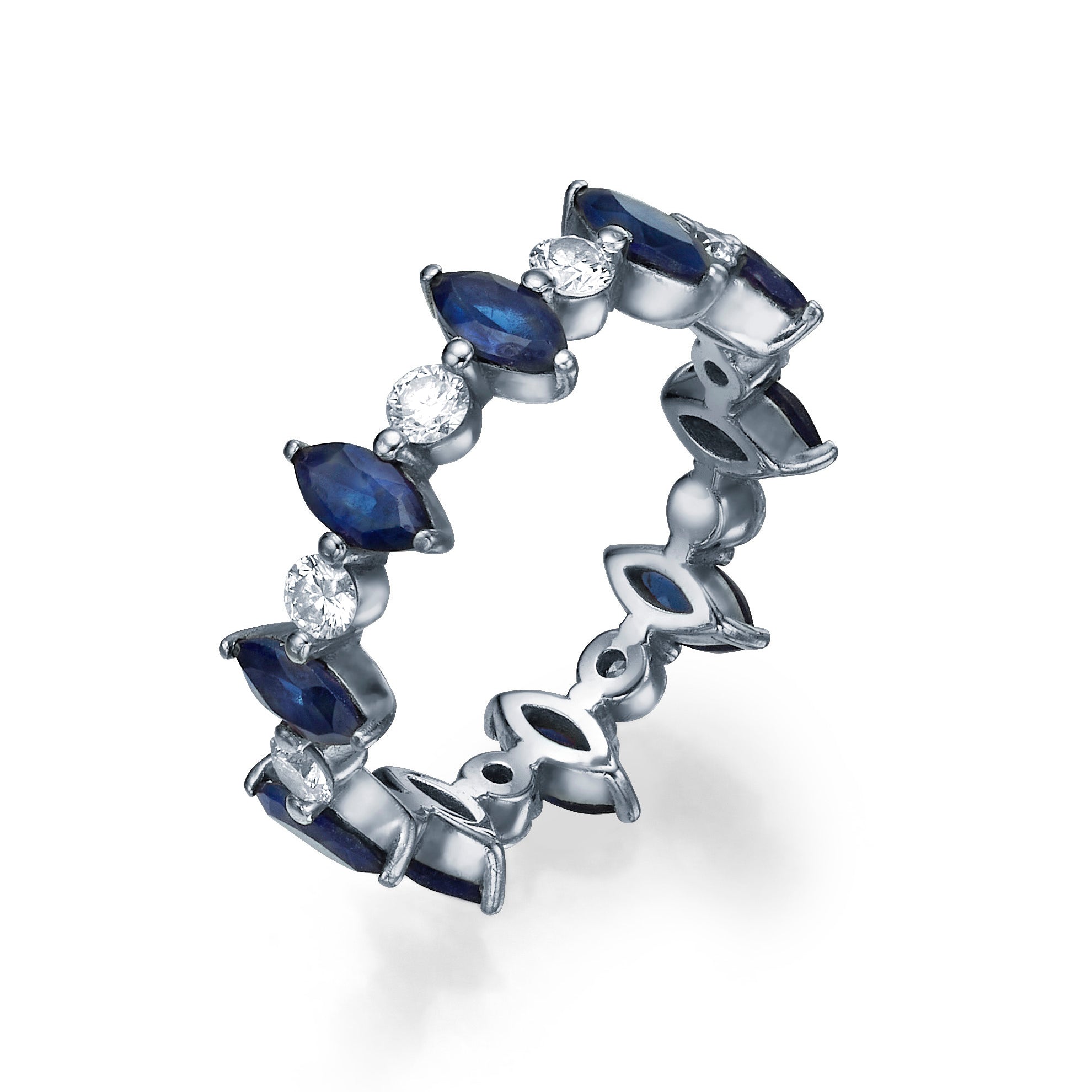 MARQUISE BLUE SAPPHIRE AND DIAMOND RING