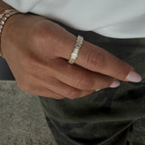 BEZEL SET EMERALD CUT DIAMOND RING - on hand