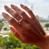 BEZEL SET EMERALD CUT DIAMOND RING - on hand