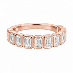 BEZEL SET EMERALD CUT DIAMOND RING - Rose Gold