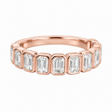 BEZEL SET EMERALD CUT DIAMOND RING - Rose Gold
