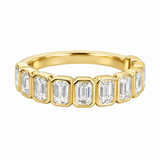 BEZEL SET EMERALD CUT DIAMOND RING - Yellow Gold
