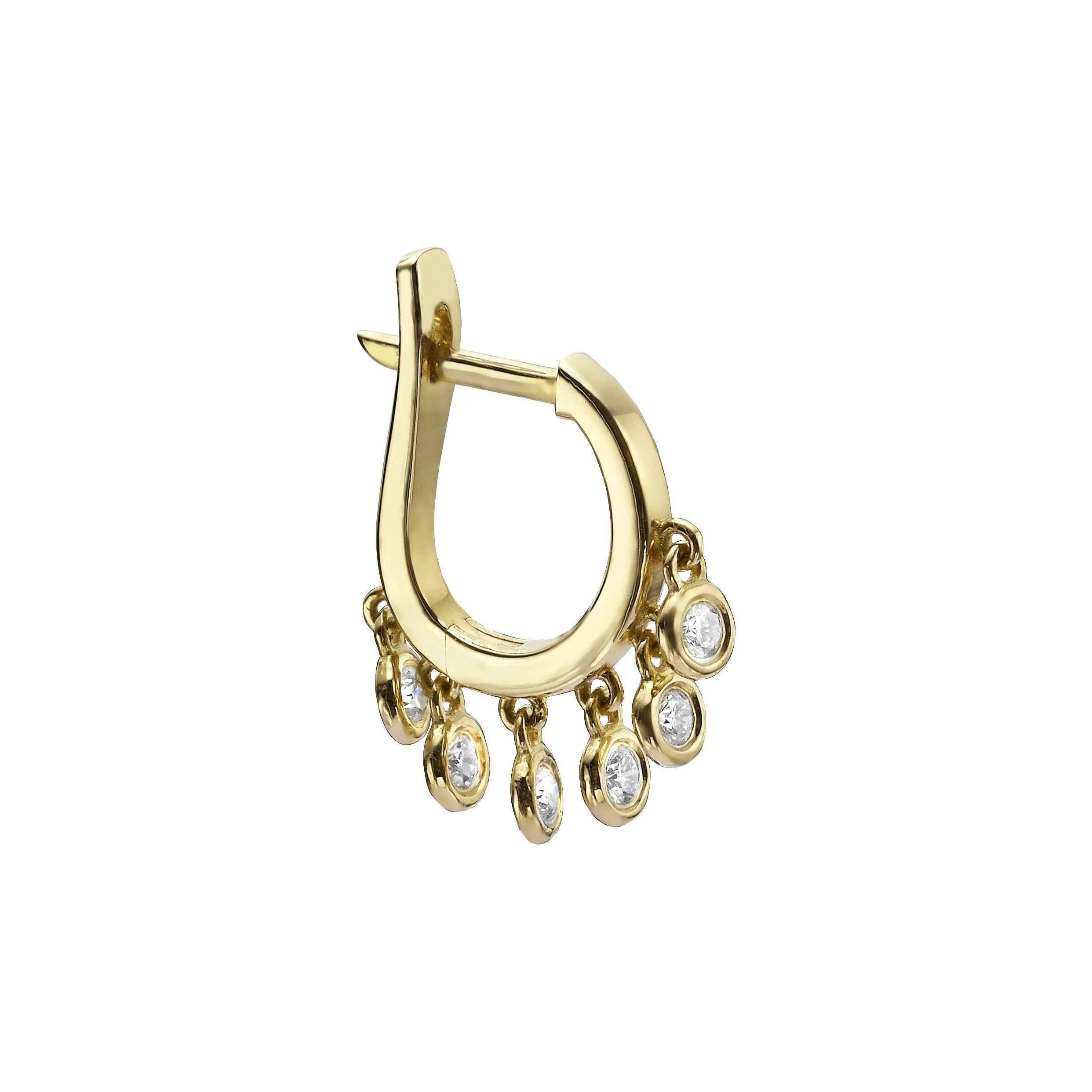DIAMOND DANGLE HUGGIE EARRINGS - Yellow Gold - Single earring