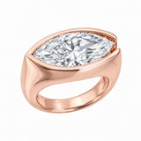 3CT EAST-WEST MARQUISE BEZEL DIAMOND RING - Rose Gold