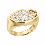 3CT EAST-WEST MARQUISE BEZEL DIAMOND RING - Yellow Gold