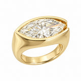 3CT EAST-WEST MARQUISE BEZEL DIAMOND RING - Yellow Gold