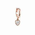 BOLD BEZEL HEART SHAPE DIAMOND DROP 0.5CT - Rose Gold - Single earring