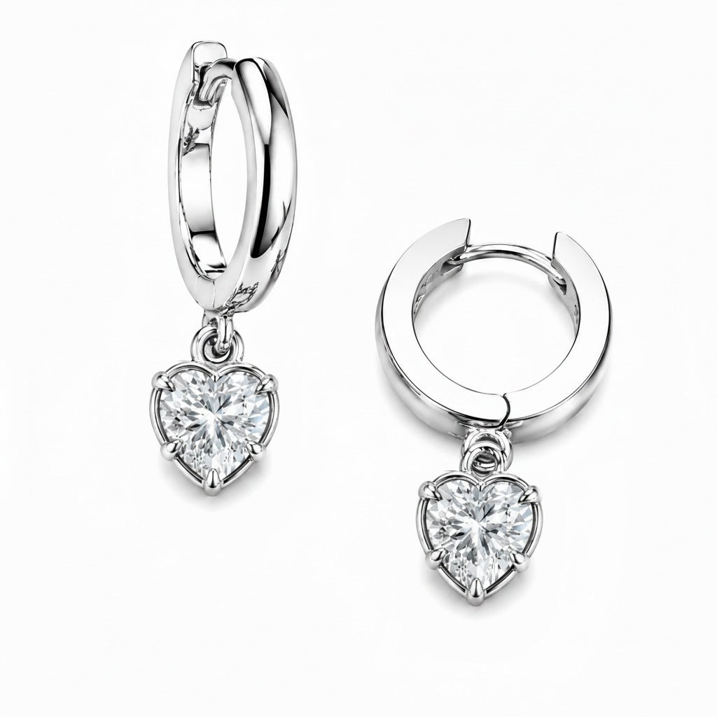 BOLD BEZEL HEART SHAPE DIAMOND DROP 0.5CT - White Gold