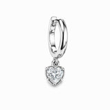 BOLD BEZEL HEART SHAPE DIAMOND DROP 0.5CT - White Gold - Single earring