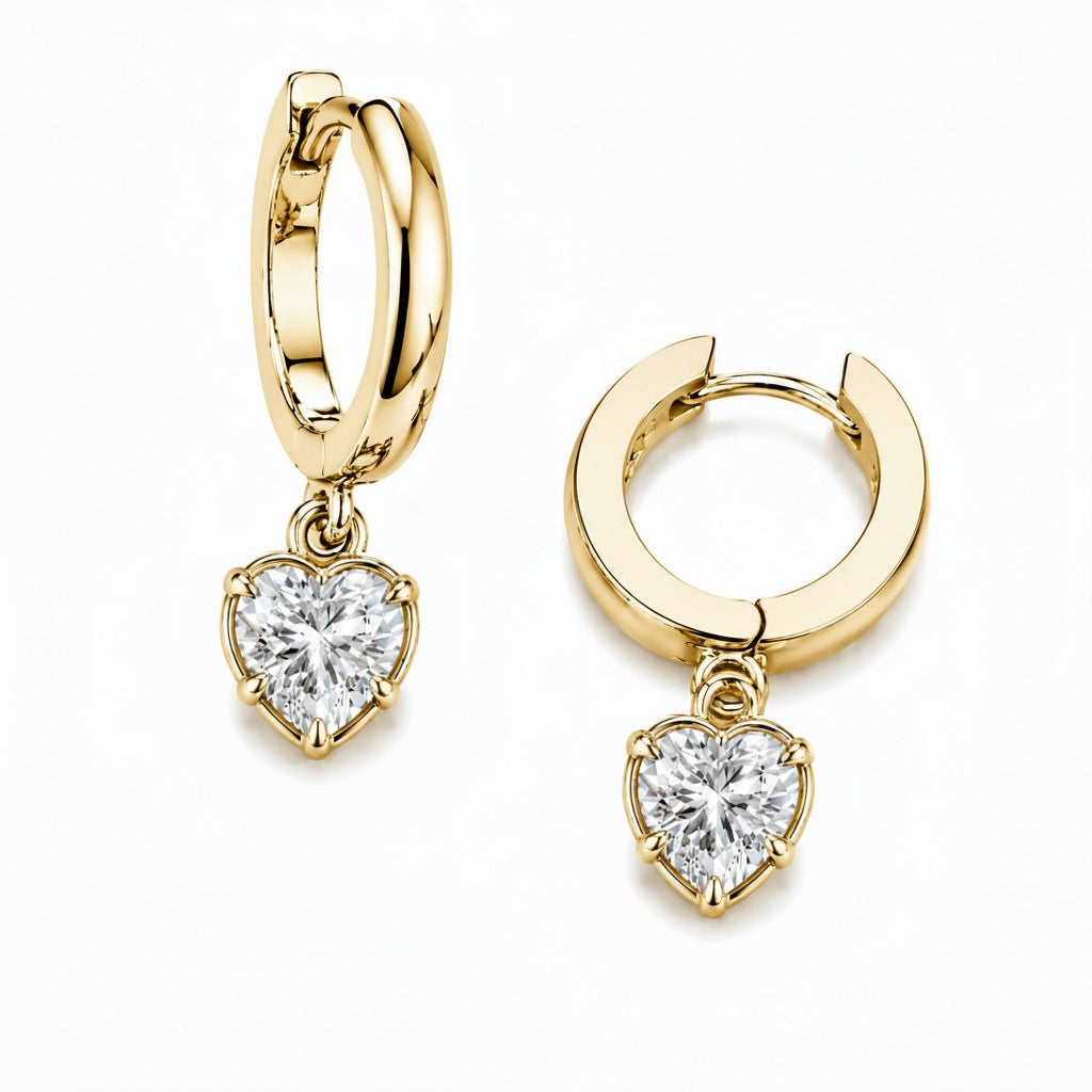 BOLD BEZEL HEART SHAPE DIAMOND DROP 0.5CT - Yellow Gold