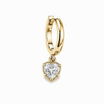 BOLD BEZEL HEART SHAPE DIAMOND DROP 0.5CT - Yellow Gold - Single earring