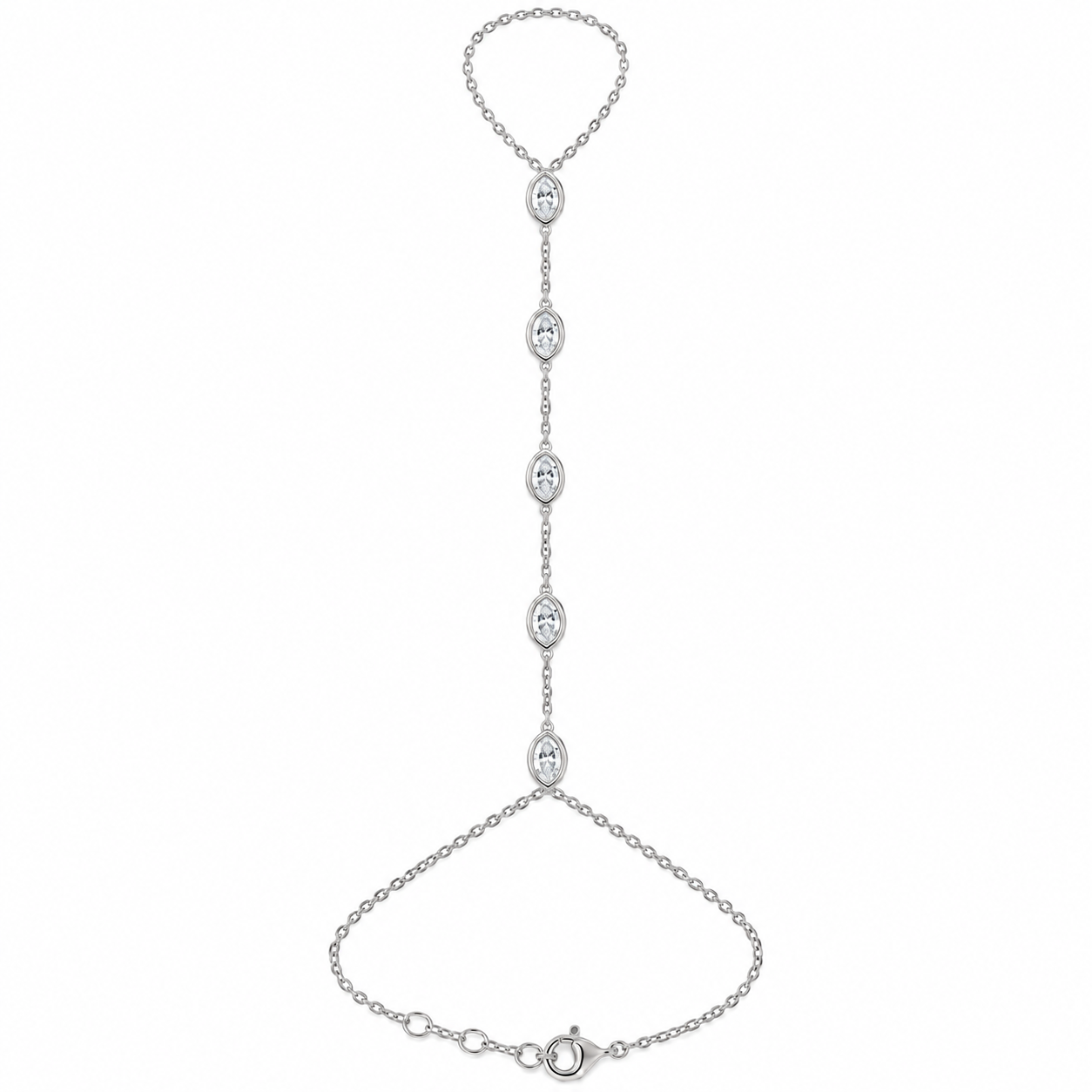 MARQUISE DIAMOND HAND CHAIN - White Gold