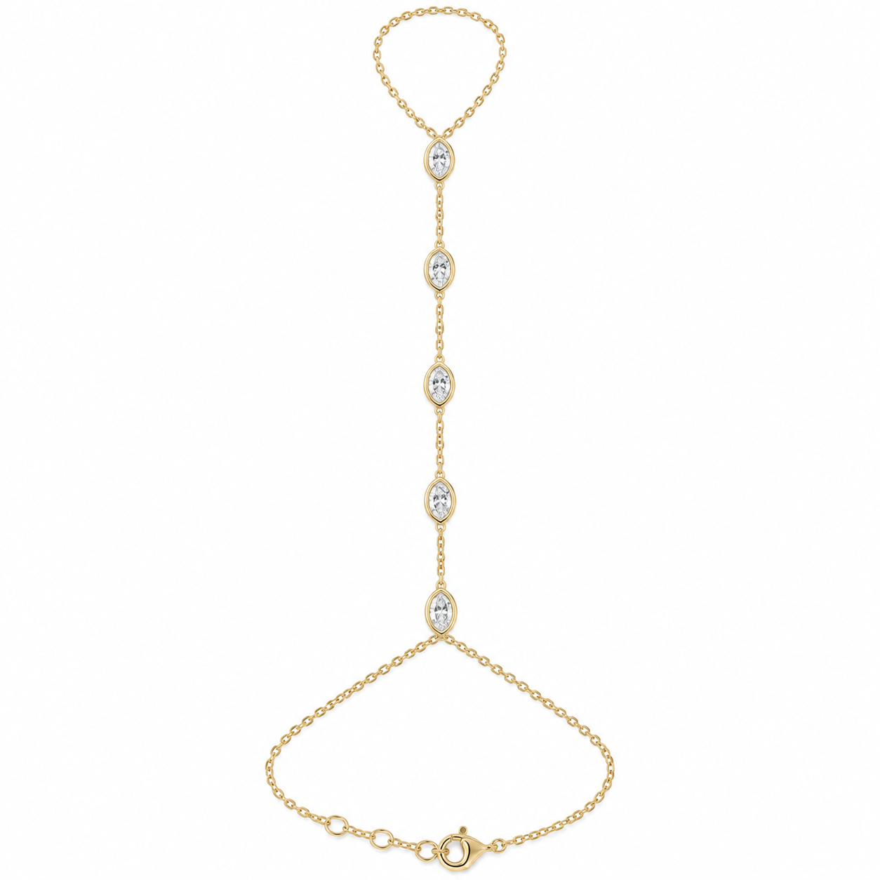 MARQUISE DIAMOND HAND CHAIN - Yellow Gold