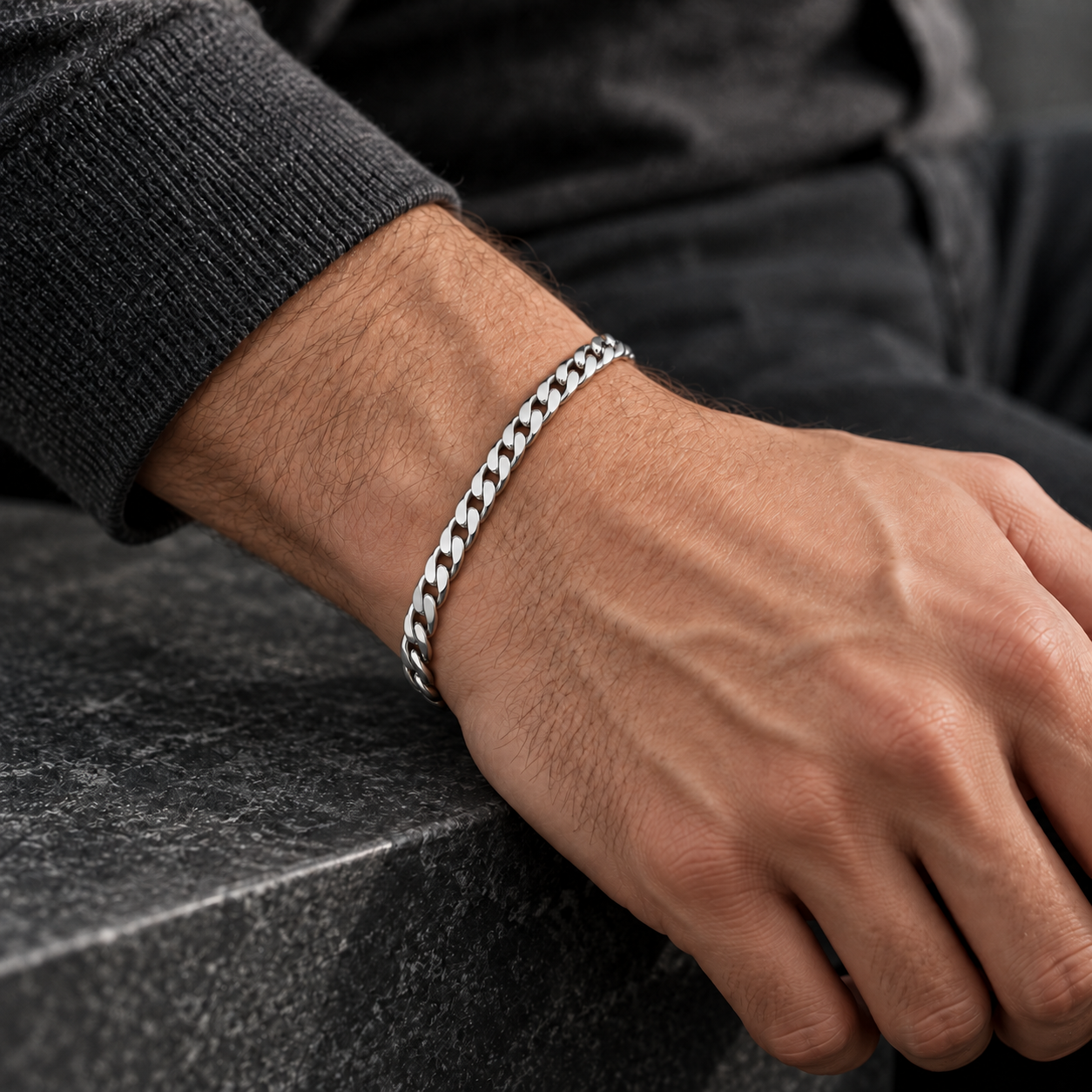 MEN'S CUBAN LINK GOLD BRACELET - worn