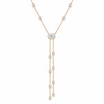 OVAL DIAMOND LARIAT NECKLACE - Rose Gold