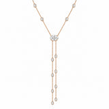 OVAL DIAMOND LARIAT NECKLACE - Rose Gold