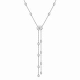 OVAL DIAMOND LARIAT NECKLACE - White Gold