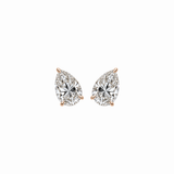 PEAR SOLITAIRE DIAMOND STUD EARRINGS - Rose Gold - Pair 1 CT total