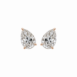 PEAR SOLITAIRE DIAMOND STUD EARRINGS - Rose Gold - Pair 2 CT total