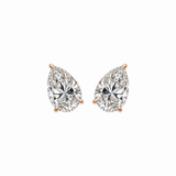 PEAR SOLITAIRE DIAMOND STUD EARRINGS - Rose Gold - Pair 2 CT total