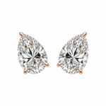 PEAR SOLITAIRE DIAMOND STUD EARRINGS - Rose Gold - Pair 6 CT total