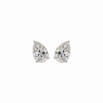 PEAR SOLITAIRE DIAMOND STUD EARRINGS - White Gold - Pair 1 CT total