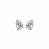 PEAR SOLITAIRE DIAMOND STUD EARRINGS - White Gold - Pair 1 CT total