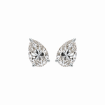 PEAR SOLITAIRE DIAMOND STUD EARRINGS - White Gold - Pair 2 CT total