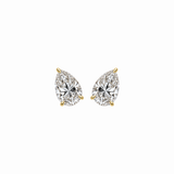 PEAR SOLITAIRE DIAMOND STUD EARRINGS - Yellow Gold - Pair 1 CT total