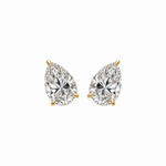 PEAR SOLITAIRE DIAMOND STUD EARRINGS - Yellow Gold - Pair 2 CT total