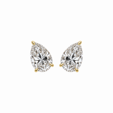 PEAR SOLITAIRE DIAMOND STUD EARRINGS - Yellow Gold - Pair 2 CT total