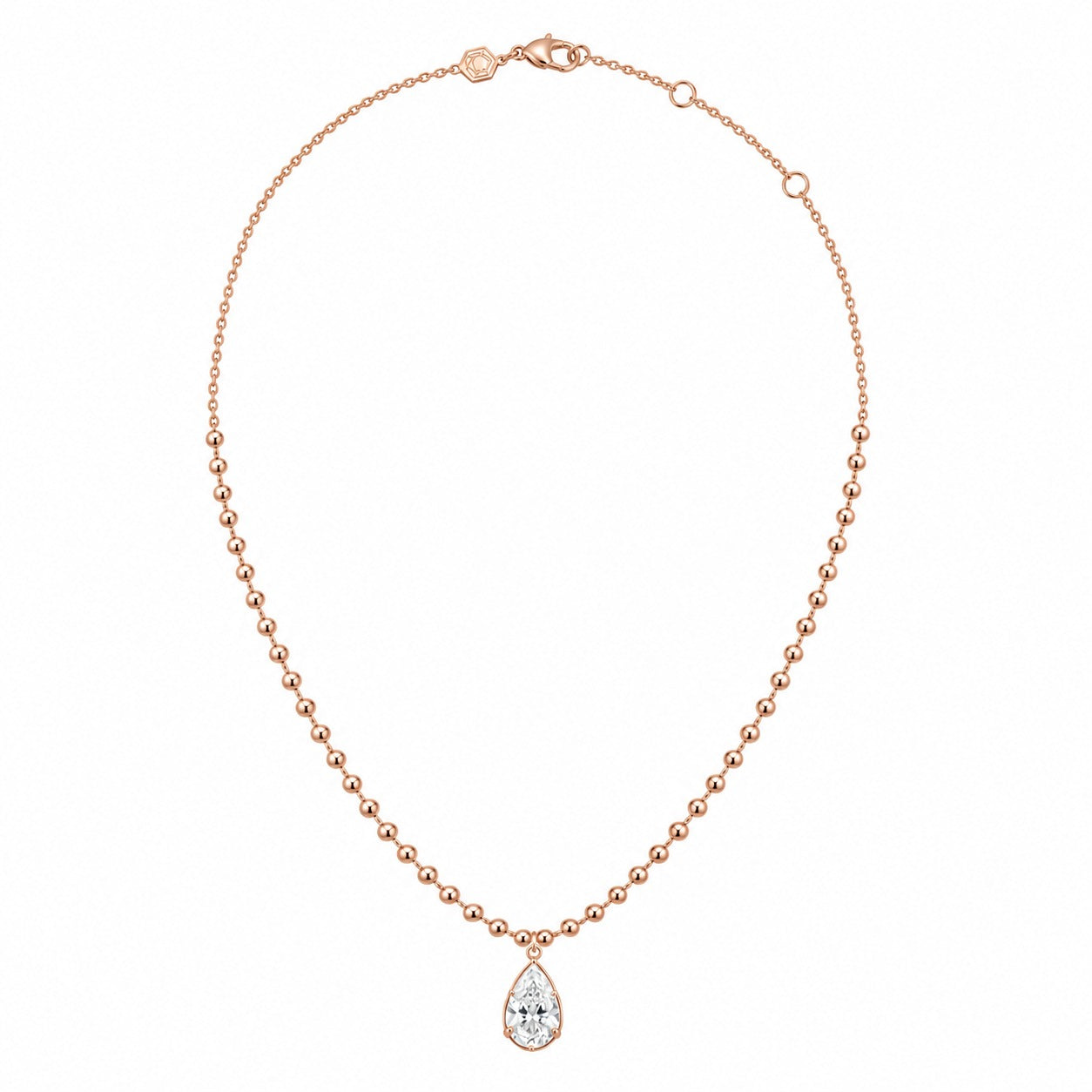 1.5CT PEAR DIAMOND BALL CHAIN NECKLACE - Rose Gold
