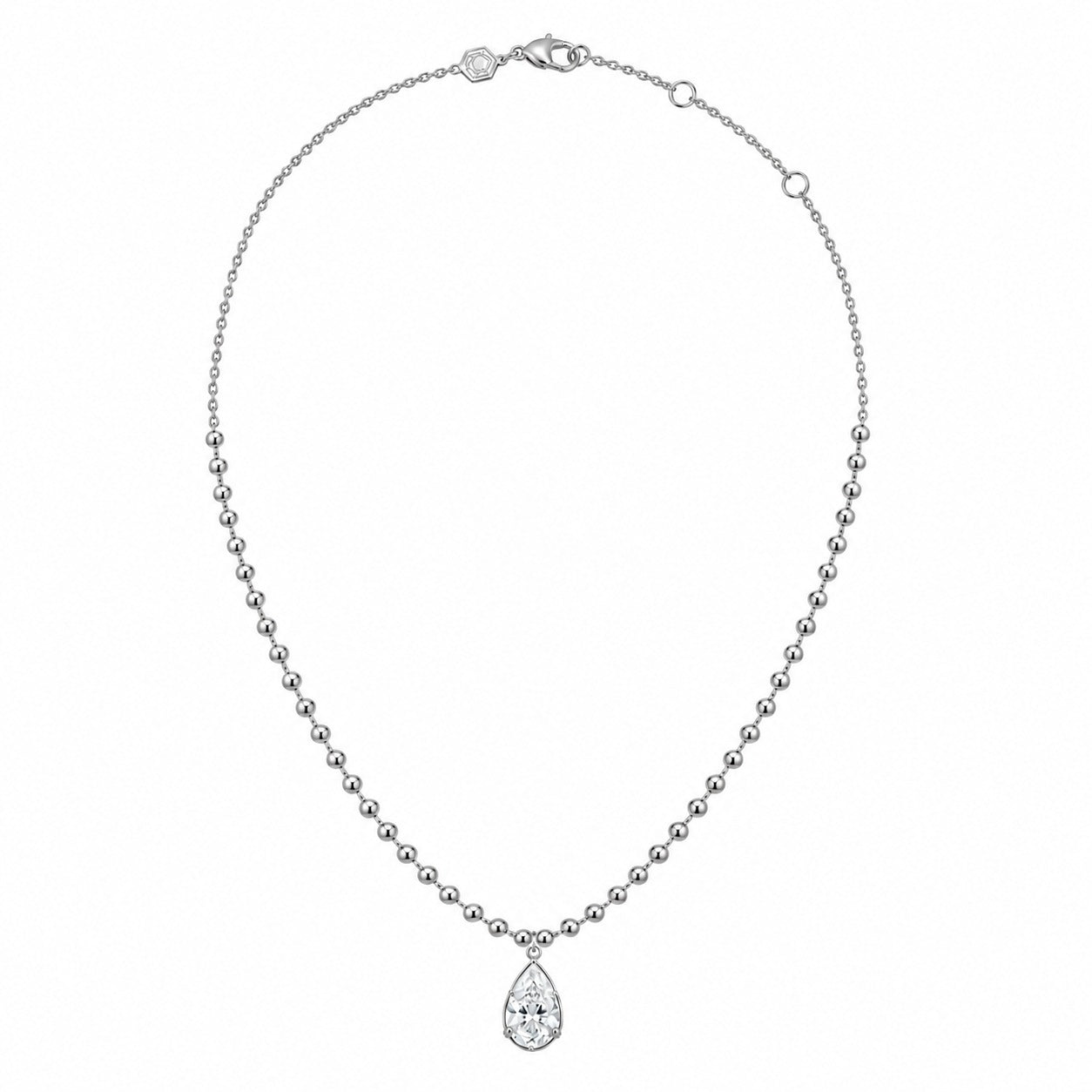 1.5CT PEAR DIAMOND BALL CHAIN NECKLACE - White Gold