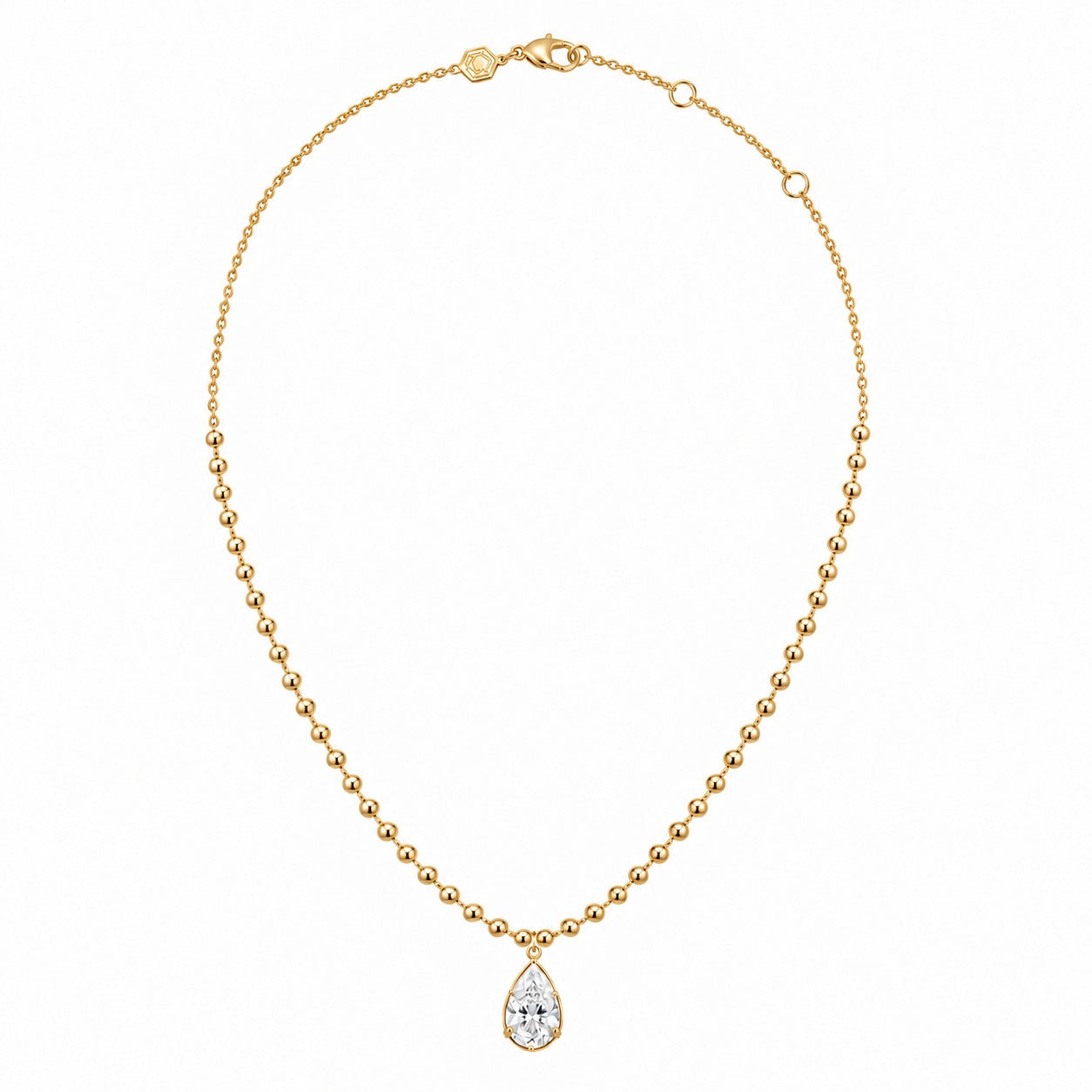 1.5CT PEAR DIAMOND BALL CHAIN NECKLACE - Yellow Gold