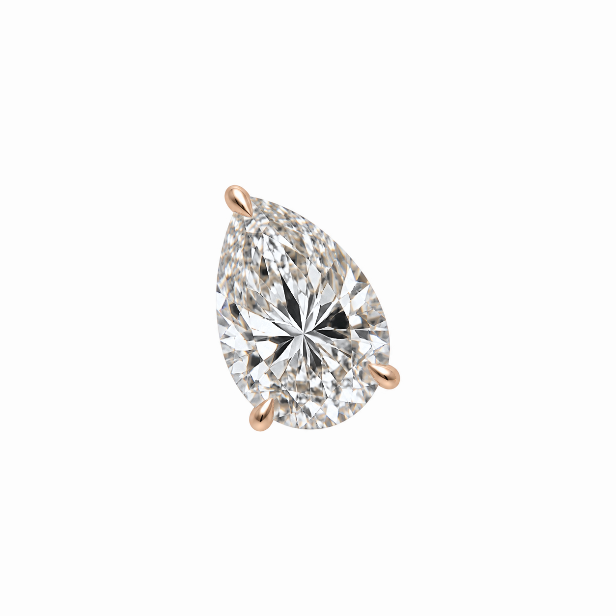 PEAR SOLITAIRE DIAMOND STUD EARRINGS - Rose Gold - Single 3 CT