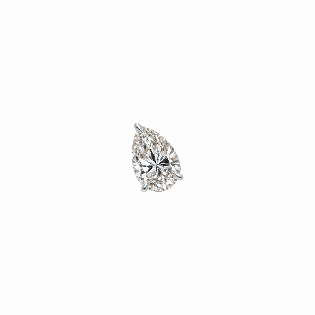 PEAR SOLITAIRE DIAMOND STUD EARRINGS - White Gold - Single 0.5 CT